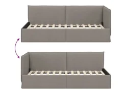 Betten^vidaXL Eckbettgestell mit Kopfteil 100 x 200 cm Stoff 42016476