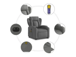vidaXL Elektrischer Massagesessel mit Aufstehhilfe Dunkelgrau Stoff Modell 6