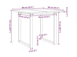 vidaXL Esstisch O-Gestell 90x90x75,5 Massivholz Kiefer und Gusseisen
