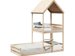 vidaXL Etagenbett mit Dach 80x200 cm Massivholz Kiefer2012220