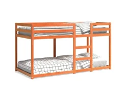 vidaXL Etagenbett Wachsbraun 90x200 cm Massivholz Kiefer1954607