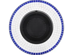 Mosaik^vidaXl Feuerstelle Mosaik Keramik Blau und Weiß 68 cm