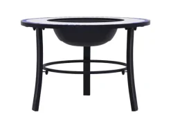 Mosaik^vidaXl Feuerstelle Mosaik Keramik Blau und Weiß 68 cm