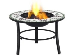 Mosaik^vidaXL Feuerstelle Mosaik Keramik Grün 68 cm