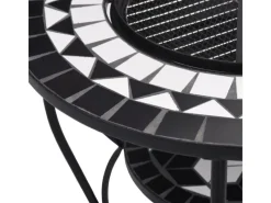 Mosaik^vidaXL Feuertisch Mosaik Keramik Schwarz und Weiß 68 cm