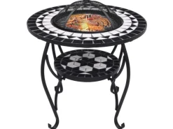 Mosaik^vidaXL Feuertisch Mosaik Keramik Schwarz und Weiß 68 cm
