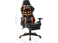 vidaXL Gaming-Stuhl mit Fußstütze Schwarz und Orange Kunstleder Modell 1