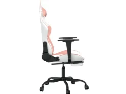 vidaXL Gaming-Stuhl mit Fußstütze Weiß und Rosa Kunstleder Modell 2