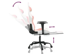 vidaXL Gaming-Stuhl mit Fußstütze Weiß und Rosa Kunstleder Modell 2