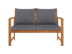 vidaXL Gartenbank 120 cm mit Dunkelgrauen Kissen Massivholz Akazie