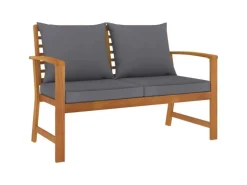 vidaXL Gartenbank 120 cm mit Dunkelgrauen Kissen Massivholz Akazie