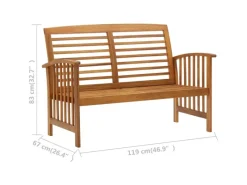 vidaXL Gartenbank Massivholz Akazie 119 cm