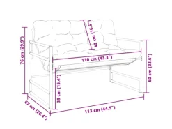 Kissen^vidaXL Gartenbank mit Kissen Anthrazit 113 cm Stahl
