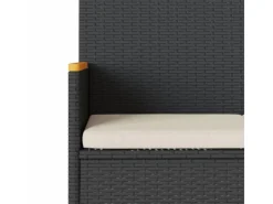 vidaXL Gartenbank 2-Sitzer mit Kissen und Tisch Schwarz Poly Rattan