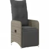 Kissen^vidaXL Gartensessel Stahl Verstellbar mit Kissen Grau Poly Rattan