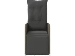 Kissen^vidaXL Gartensessel Stahl Verstellbar mit Kissen Grau Poly Rattan