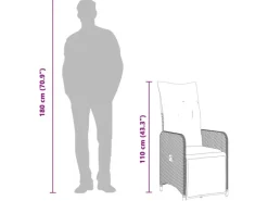 Kissen^vidaXL Gartensessel Stahl Verstellbar mit Kissen Grau Poly Rattan