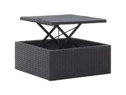 Kissen|Hocker^vidaXL Garten-Sonneninsel mit Dach Schwarz Poly Rattan