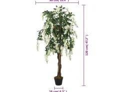 vidaXL Glyzinienbaum Künstlich 840 Blätter 120 cm Grün und Weiß
