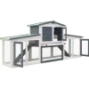 Kleintierbedarf^vidaXL Großer Kaninchenstall Grau und Weiß 204x45x85 cm Holz