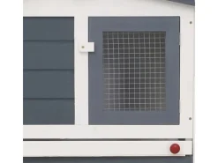 Kleintierbedarf^vidaXL Großer Kaninchenstall Grau und Weiß 204x45x85 cm Holz