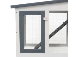 Kleintierbedarf^vidaXL Großer Kaninchenstall Grau und Weiß 204x45x85 cm Holz