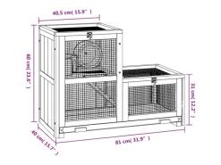 Kleintierbedarf^vidaXL Hamsterkäfig 81x40x60 cm Massivholz Tanne