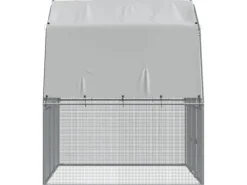 vidaXL Hühnergehege mit Dach und Tür Silbern Verzinkter Stahl