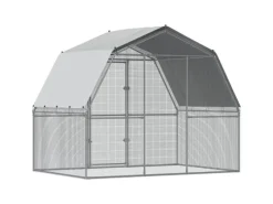 vidaXL Hühnergehege mit Dach und Tür Silbern Verzinkter Stahl