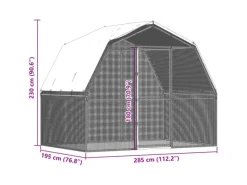 vidaXL Hühnergehege mit Dach und Tür Silbern Verzinkter Stahl