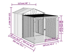 Kleintierbedarf^vidaXL Hühnerkäfig mit Auslauf Anthrazit 117x201x123 cm Stahl Verzinkt