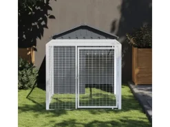 Kleintierbedarf^vidaXL Hühnerkäfig mit Auslauf Anthrazit 117x201x123 cm Stahl Verzinkt