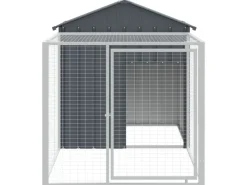 Kleintierbedarf^vidaXL Hühnerkäfig mit Auslauf Anthrazit 117x201x123 cm Stahl Verzinkt