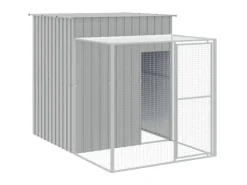 Kleintierbedarf^vidaXL Hühnerkäfig mit Auslauf Hellgrau 165x455x181 cm Stahl Verzinkt