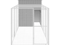 Kleintierbedarf^vidaXL Hühnerkäfig mit Auslauf Hellgrau 165x455x181 cm Stahl Verzinkt