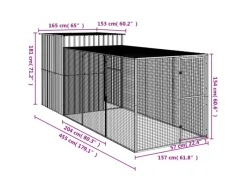 Kleintierbedarf^vidaXL Hühnerkäfig mit Auslauf Hellgrau 165x455x181 cm Stahl Verzinkt