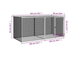 Kleintierbedarf^vidaXL Hühnerkäfig mit Dach Hellgrau 203x98x90 cm Verzinkter Stahl