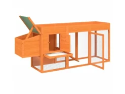 Kleintierbedarf^vidaXL Hühnerstall Braun 204x50x84 cm Massivholz Kiefer