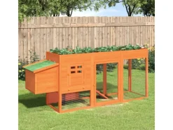 Kleintierbedarf^vidaXL Hühnerstall Braun 204x50x84 cm Massivholz Kiefer