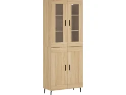 vidaXL Highboard Sonoma-Eiche 69,5x34x180 cm Holzwerkstoff 3198356
