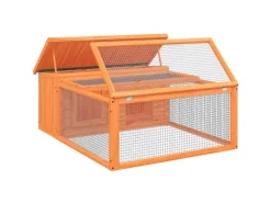 vidaXL Kaninchenstall Braun 117,5x97x47,5 cm Massivholz Kiefer