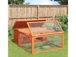 vidaXL Kaninchenstall Braun 117,5x97x47,5 cm Massivholz Kiefer