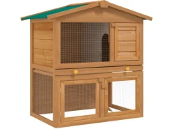 vidaXL Kaninchenstall Kleintierhaus Hasenstall 3 Türen Holz