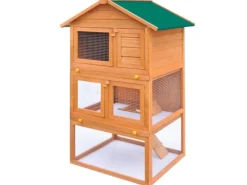 vidaXL Kaninchenstall Kleintierhaus Hasenstall 3 Ebenen Holz