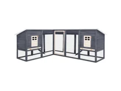 Kleintierbedarf^vidaXL Kaninchenstall mit Freilauf Grau und Weiß Tanne Massivholz