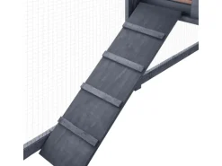 Kleintierbedarf^vidaXL Kaninchenstall mit Freilauf Grau und Weiß Tanne Massivholz