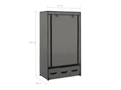 vidaXL Kleiderschrank Grau 87 x 49 x 159 cm Stoff