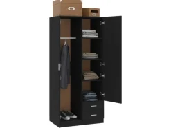 Schränke^vidaXL Kleiderschrank Schwarz 80x52x180 cm Holzwerkstoff