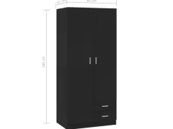 Schränke^vidaXL Kleiderschrank Schwarz 80x52x180 cm Holzwerkstoff