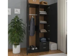 Schränke^vidaXL Kleiderschrank Schwarz 80x52x180 cm Holzwerkstoff